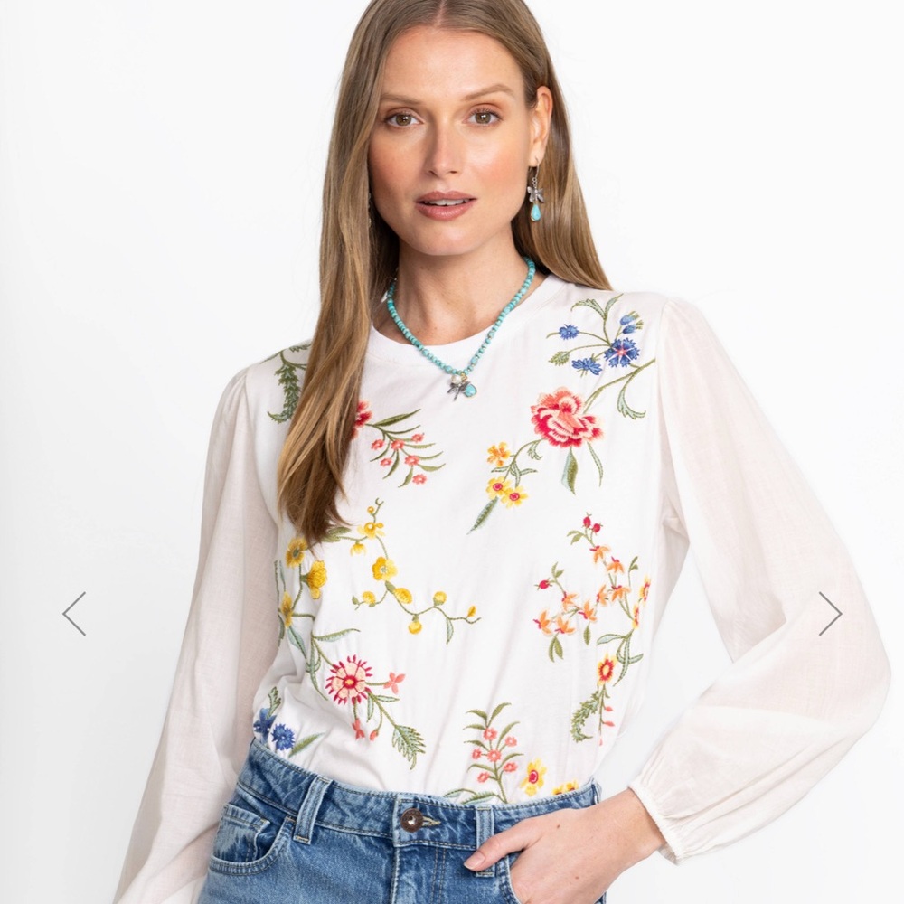 Johnny Was Mixed Media long sleeve tee Sophie